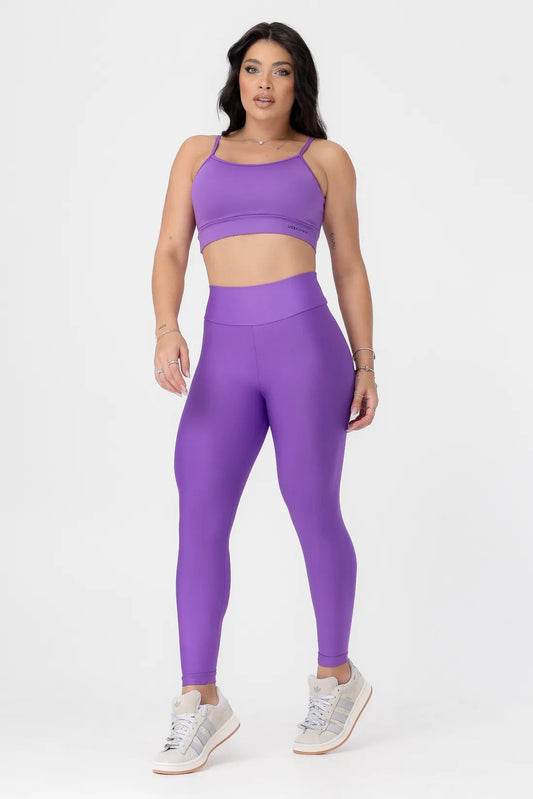 CALCA LEGGING BASICA ALTA COMPRESSAO MODELADORA CINTURA ALTA - COR ROXO VIOLETA