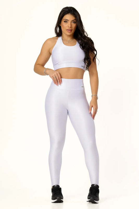 CALCA LEGGING CANELADA ALTA COMPRESSAO MODELADORA CINTURA ALTA - COR BRANCO