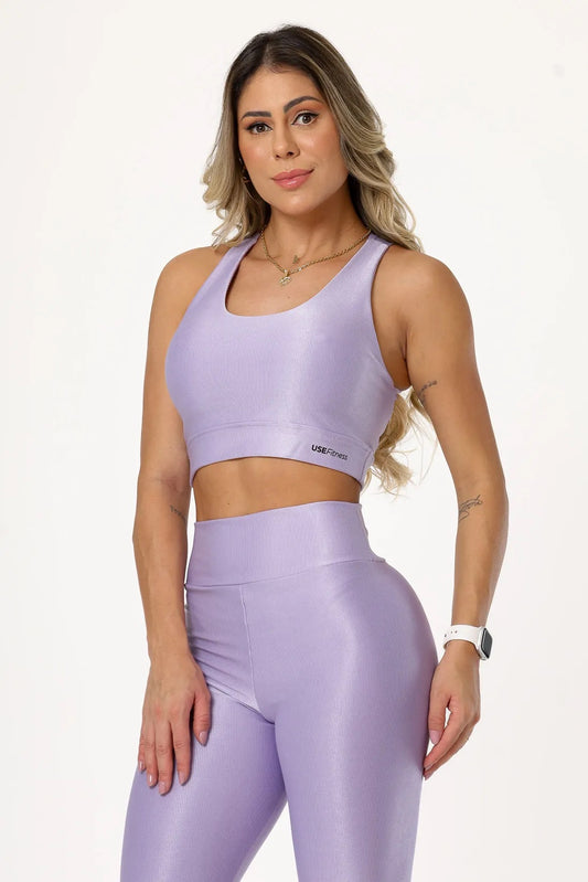 TOP CANELADO CRUZADO NAS COSTAS INVESTIMENTO EM DRY - COR LAVANDA