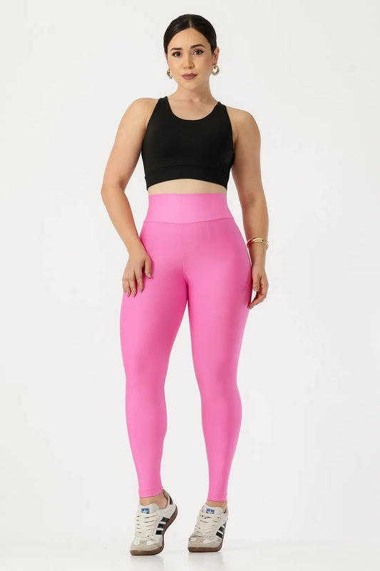 CALCA LEGGING BASICA ALTA COMPRESSAO MODELADORA CINTURA ALTA - COR PINK LEMONADE