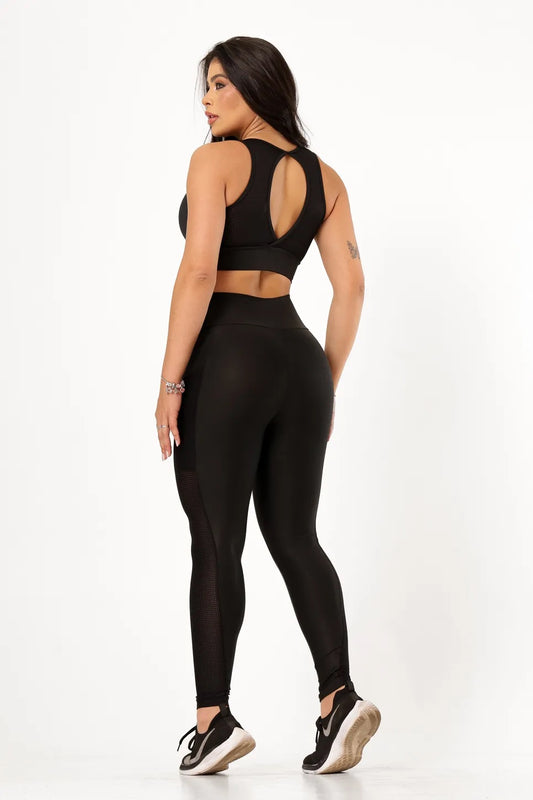 CALCA LEGGING BASICA ALTA COMPRESSAO MODELADORA CINTURA ALTA - COR PRETO