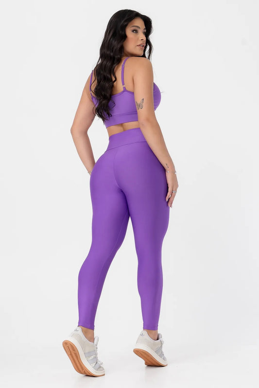 CALCA LEGGING BASICA ALTA COMPRESSAO MODELADORA CINTURA ALTA - COR ROXO VIOLETA