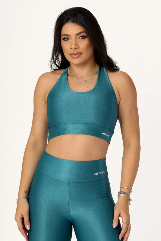 TOP CANELADO CRUZADO NAS COSTAS INVESTIMENTO EM DRY - COR AZUL PETROLEO