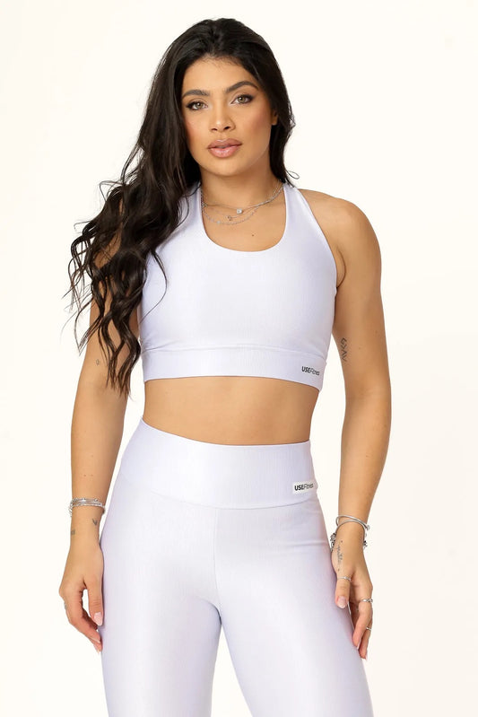 TOP CANELADO CRUZADO NAS COSTAS INVESTIMENTO EM DRY - COR BRANCO