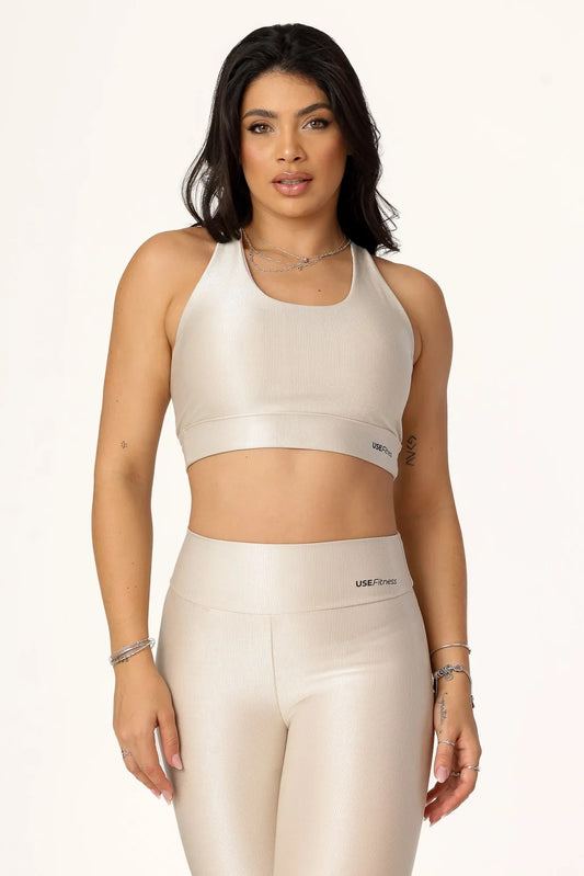 TOP CANELADO CRUZADO NAS COSTAS INVESTIMENTO EM DRY - COR MARFIM