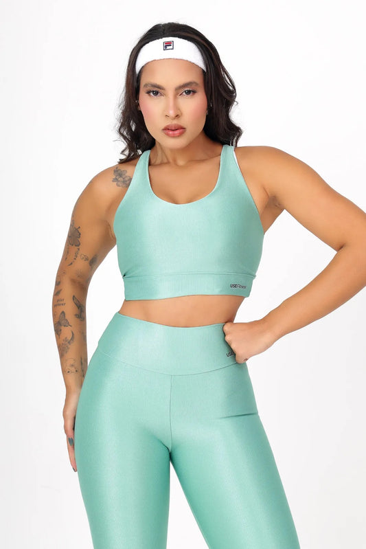 TOP CANELADO CRUZADO NAS COSTAS INVESTIMENTO EM DRY - COR VERDE MENTA